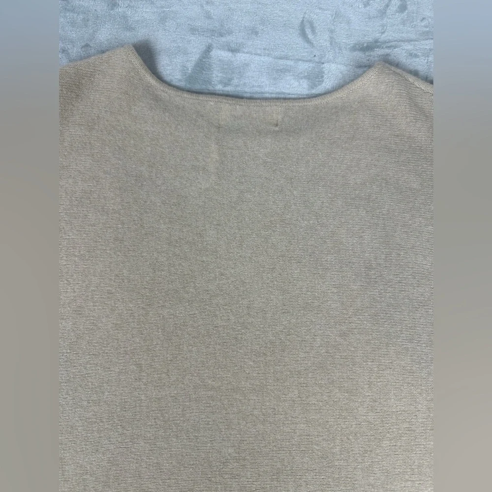 Anthropologie Cashmere Poncho Sweater Plus 1X Beige Boxy Boat Neck Old Money New - Picture 4 of 10